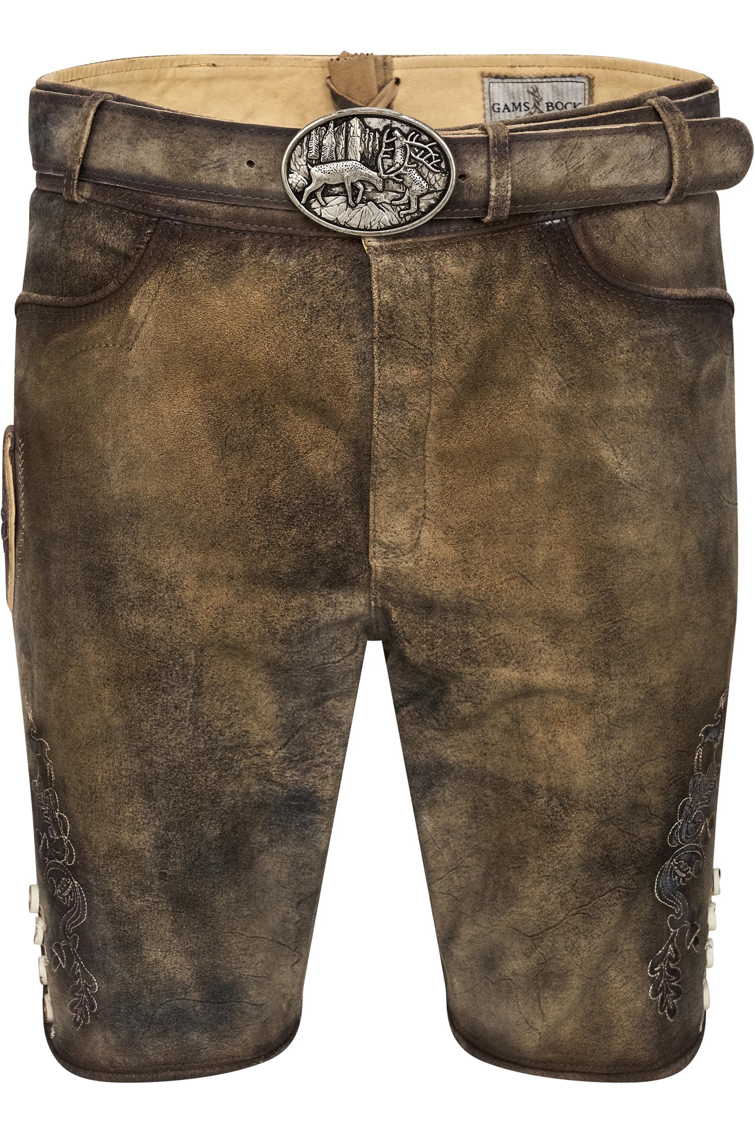 Lederhose Kiefer von Gamsbock in Grau